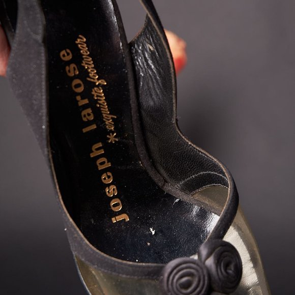 1950s Peep Toe Clear Slingback Heels Shoes - Picture 5 of 7